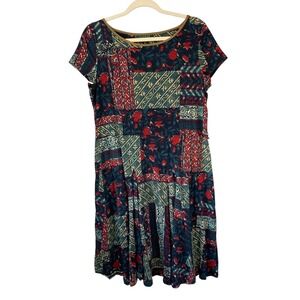 Lauren Ralph Lauren cotton floral patchwork fit &‎ flare cap sleeve dress. XL